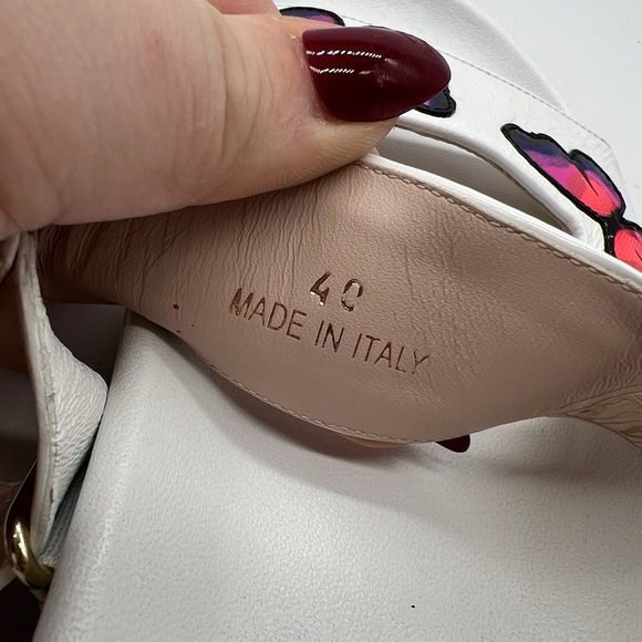 Sophia Webster Riva Slides in White/Multi Fluorescent - Picture 9 of 14